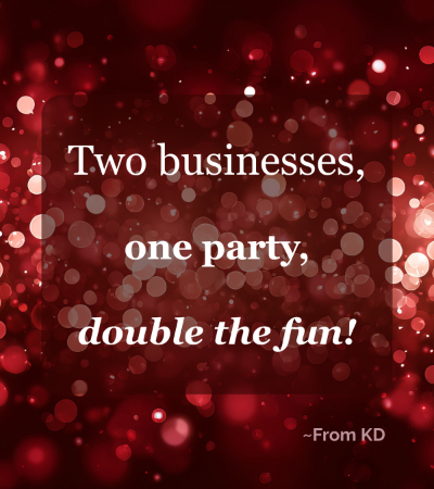 Partner Up for a Company Holiday Party -- From KD blog post quote image
"Two businesses, one party, double the fun!